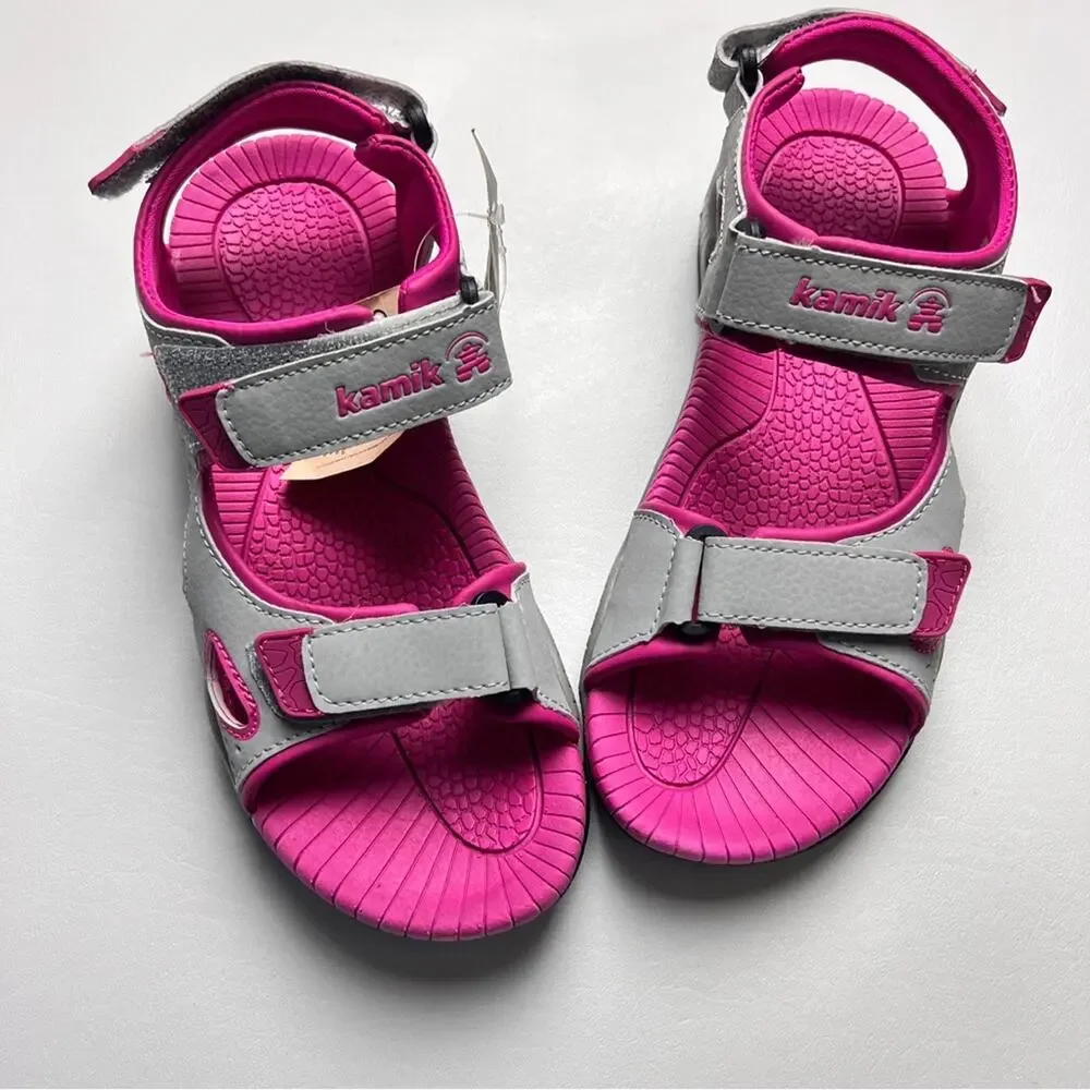 Kamik Girl's  Clean Sport Pink Lobster 2 Double Secure Strap Pink Sandals Sz 5